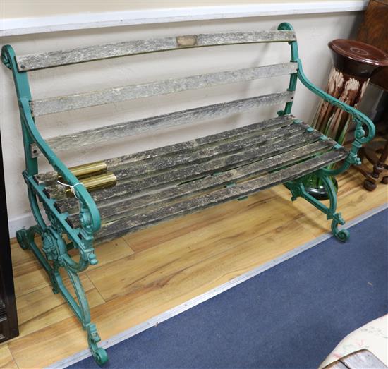 A cast iron end bench, dated 1849 W.127cm